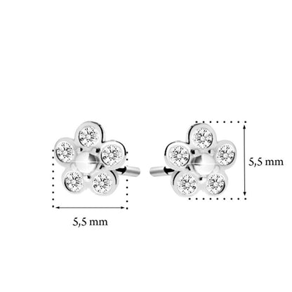 Cercei pentru copii Danfil flowers C2744 aur alb cu pietre prețioase Alb, închidere cu buton